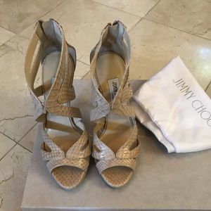 Jimmy Choo 247 Collar nude sandals in size 34 1/2